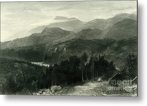 Engraving Metal Print featuring the drawing The Smoky Mountains by Print Collector