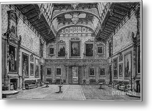 Engraving Metal Print featuring the drawing The Waterloo Chamber, Windsor Castle by Print Collector