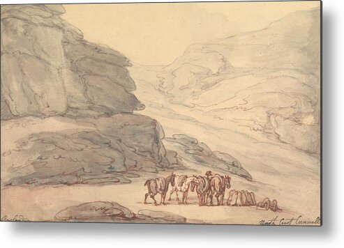 19th Century Art Metal Print featuring the drawing Valley of Stones, Lynton, Devon by Thomas Rowlandson