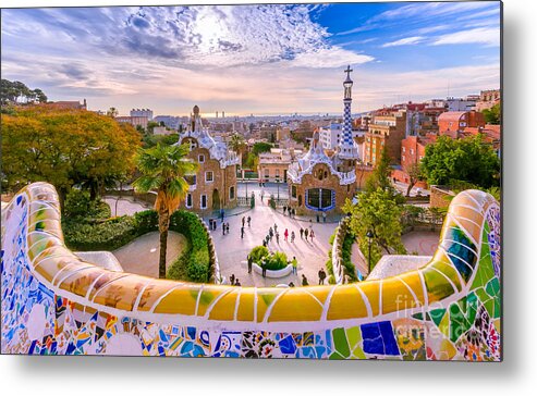 Ceramic Metal Print featuring the photograph View Of The City From Park Guell by Georgios Tsichlis