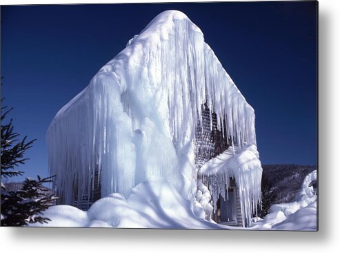 Tranquility Metal Print featuring the photograph Winter Lanndscape With Ice House by Richard Felber