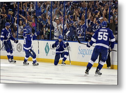 Playoffs Metal Print featuring the photograph New York Islanders v Tampa Bay Lightning - Game Five #1 by Mike Carlson