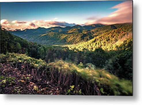 Hill Metal Print featuring the photograph Morning Sunrise Ove Blue Ridge Parkway Mountains #3 by Alex Grichenko