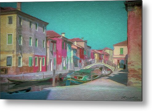 Burano Metal Print featuring the digital art A canal on Burano by Frank Lee
