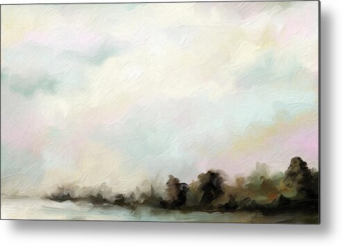 Abstract Landscape Metal Print featuring the mixed media A Pastel Dawn by Shawn Conn