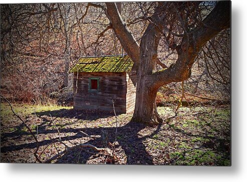 In Focus Metal Print featuring the digital art Abandoned Out Building, Rock Creek. by Fred Loring