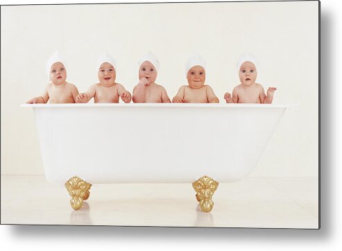 Bathrub Metal Print featuring the photograph Bathtub Babies by Anne Geddes