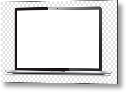 Empty Metal Print featuring the drawing Blank white screen laptop isolated by Loops7