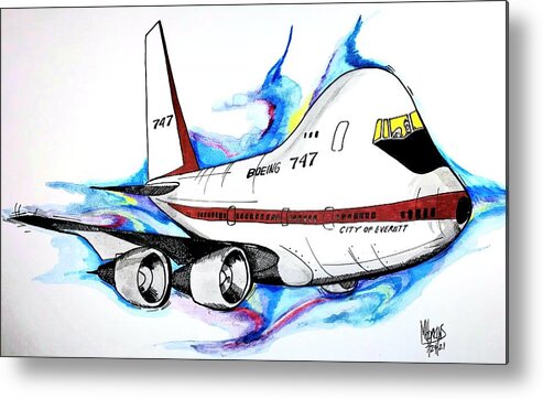 Boeing Metal Print featuring the drawing Boeing 747 City of Everett by Michael Hopkins