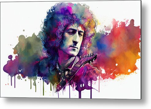 Brian May Metal Print featuring the painting Brian May by My Head Cinema
