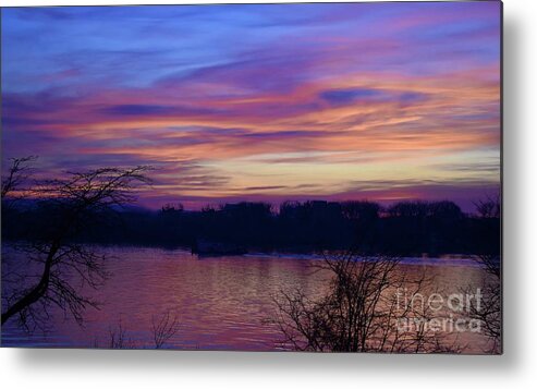  Metal Print featuring the photograph Dawn is Kissing with Purple The Coast by Leonida Arte