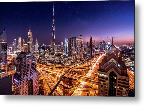 Abu Dhabi Metal Print featuring the photograph Dubai With The Stars by Serge Ramelli