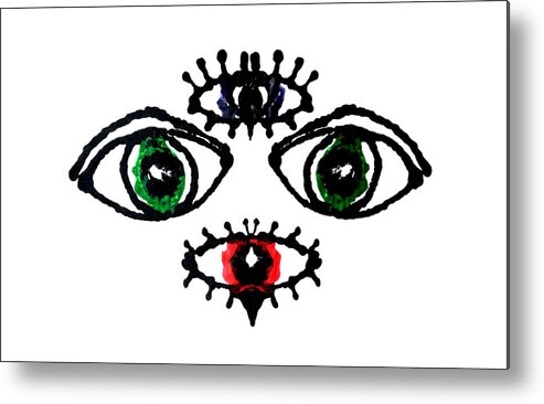 Abstract Metal Print featuring the painting Four Eyes by Stephenie Zagorski
