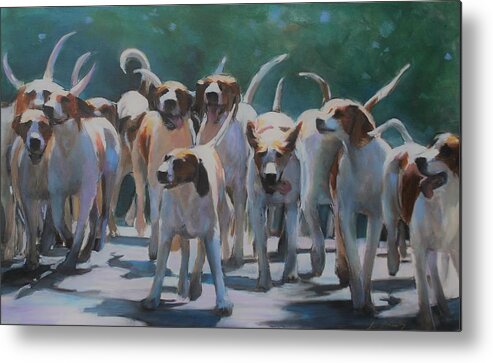 Hounds Metal Print featuring the painting Mark, Set, GO by Susan Bradbury