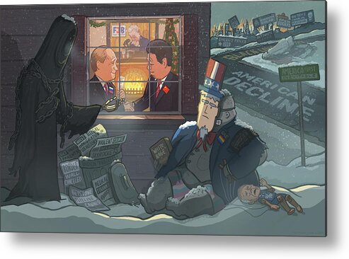 Christmas Metal Print featuring the digital art Merry Christmas to Everyone Except the Globalist American Empire by Emerson Design