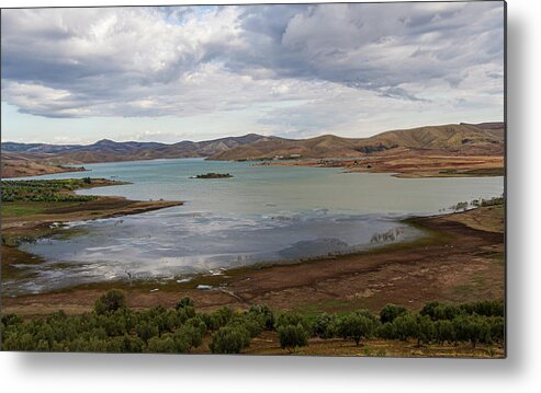 Morocco Metal Print featuring the photograph Moroccan Lake and Mountains by Edward Shmunes