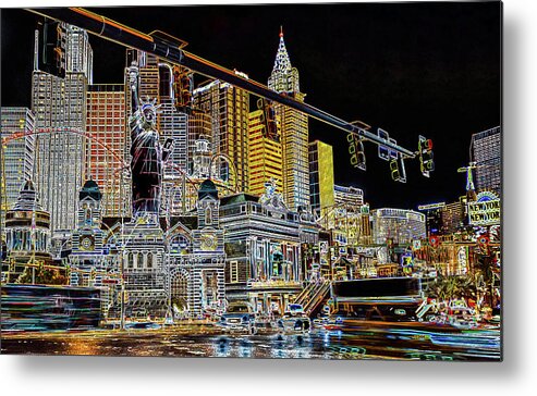 America Metal Print featuring the digital art New york hotel on the Las Vegas strip by Jean-Luc Farges