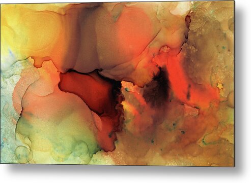 Abstract Metal Print featuring the painting Orange Brown Abstract 59 by Lucie Dumas