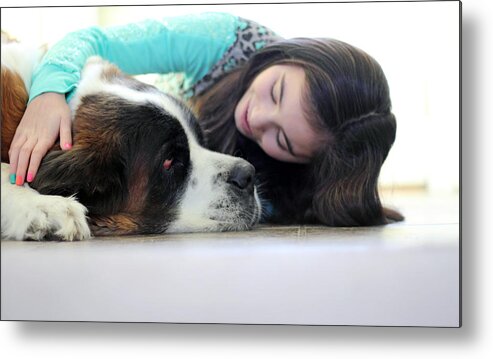 Pets Metal Print featuring the photograph Petting the dog by Cappi Thompson