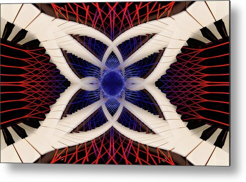 Piano Metal Print featuring the photograph PianoScape #4 - Surreal series - piano keyboard abstract mirrored perspective by Peter Herman