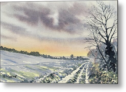 Watercolour Metal Print featuring the painting Return to Rudston from Zig Zag Wood by Glenn Marshall