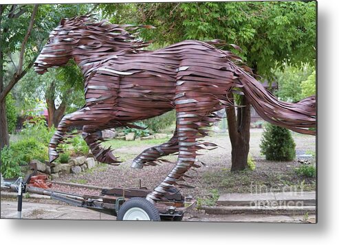 Horse Metal Print featuring the sculpture Running Horse by Hans Droog