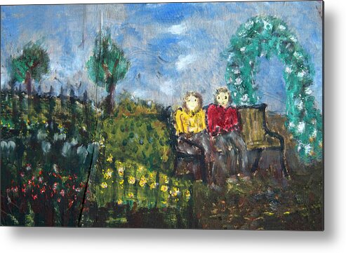  Metal Print featuring the painting Sitting in the Garden by David McCready