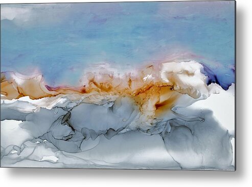 Abstract Metal Print featuring the painting Ski the Bowl by Angela Marinari
