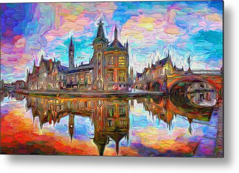 Paint Metal Print featuring the painting Sunrise in Ghent by Nenad Vasic