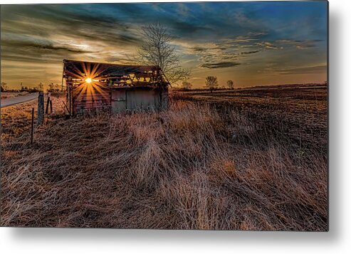Sunrise Metal Print featuring the photograph Sunrise Out Building by Joe Holley