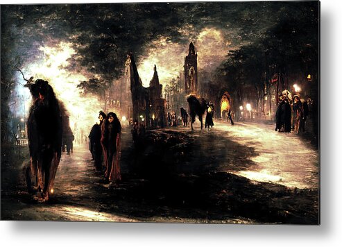 City Metal Print featuring the painting The City of Lost Souls, 01 by AM FineArtPrints