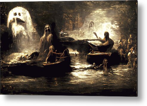 Styx Metal Print featuring the painting The damned souls of the River Styx, 01 by AM FineArtPrints