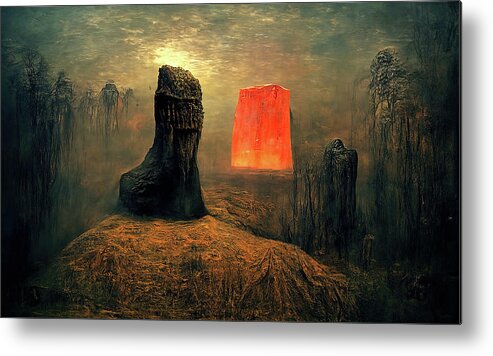 Landscape Metal Print featuring the painting The Monolith, 03 by AM FineArtPrints