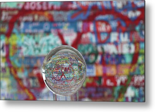 Anderson Dock Metal Print featuring the photograph Valentine Graffiti Lensball by David T Wilkinson