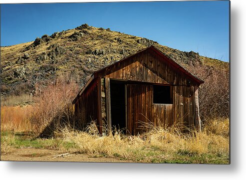 Pioneer Metal Print featuring the photograph Western Pioneer Cabin by Ron Long Ltd Photography