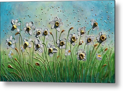 Daffodils Metal Print featuring the painting White Daffodils by Amanda Dagg