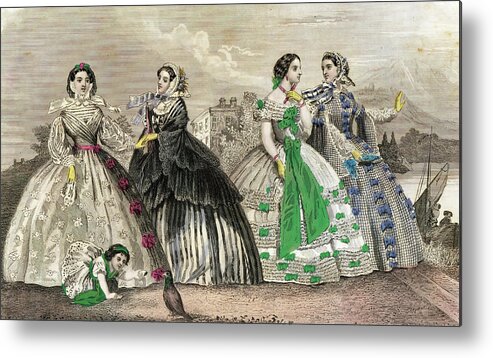1861 Metal Print featuring the photograph Women at a ball wearing Victorian era dresses #aYearForArt by Steve Estvanik