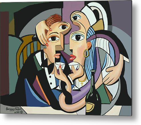  A Cubist Wedding Metal Print featuring the painting A Cubist Wedding by Anthony Falbo