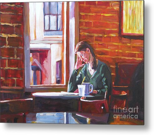 Interior Metal Print featuring the painting Bistro Student by David Lloyd Glover