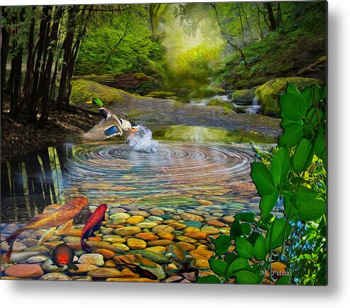  Metal Print featuring the digital art Duck Pond #1 by Michael Pittas