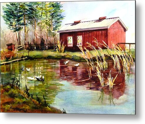 Farm House Metal Print featuring the painting Green Acre Farm by Betty M M Wong