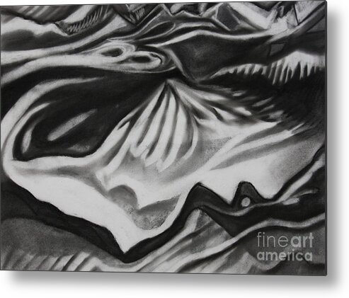 Charcoal Metal Print featuring the drawing Ice Pyramid #1 by Cathy Sanders