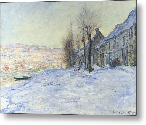 Claude Monet Metal Print featuring the painting Lavacourt under Snow #4 by Claude Monet