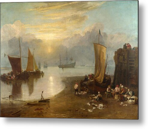 Joseph Mallord William Turner Metal Print featuring the painting Sun Rising through Vapour #3 by Joseph Mallord William Turner