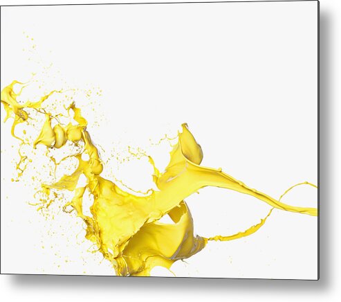 Confusion Metal Print featuring the photograph Yellow paint splashing #1 by Robert Daly