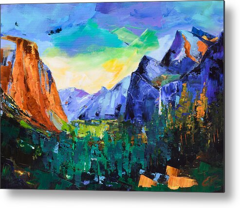 Yosemite Valley Metal Print featuring the painting Yosemite Valley - Tunnel View by Elise Palmigiani