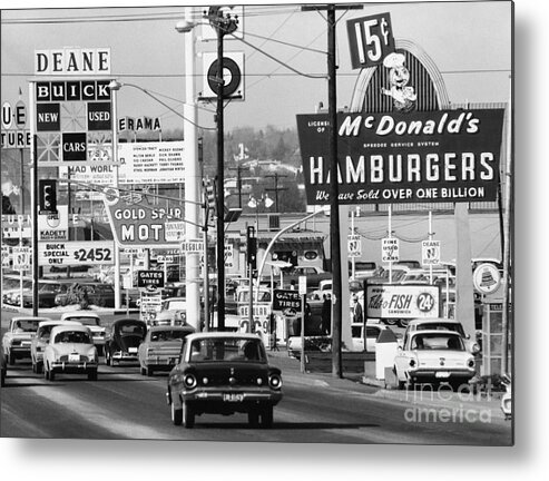 Historic Metal Print featuring the photograph 1960s Denver Scene by Myron Wood