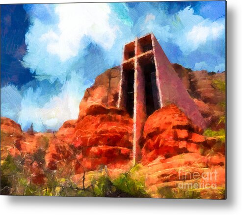 Marguerite Brunswig Staude Metal Print featuring the photograph Chapel of the Holy Cross Sedona Arizona Red Rocks #2 by Amy Cicconi