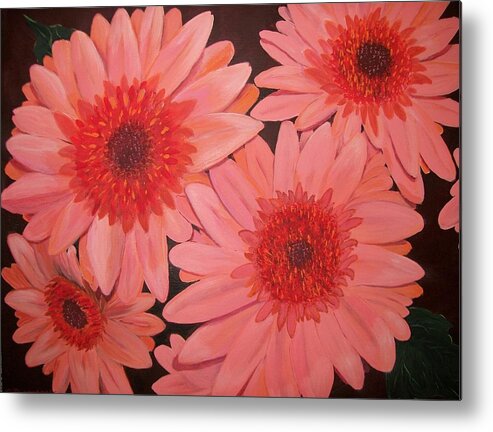 Flower Metal Print featuring the painting Gerber Daisies by Sharon Duguay