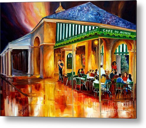 New Orleans Metal Print featuring the painting Midnight at the Cafe Du Monde by Diane Millsap